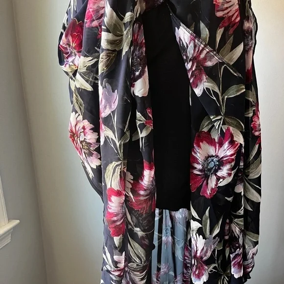 Alexa B Nites Navy Floral Sheer Chiffon Nightgown